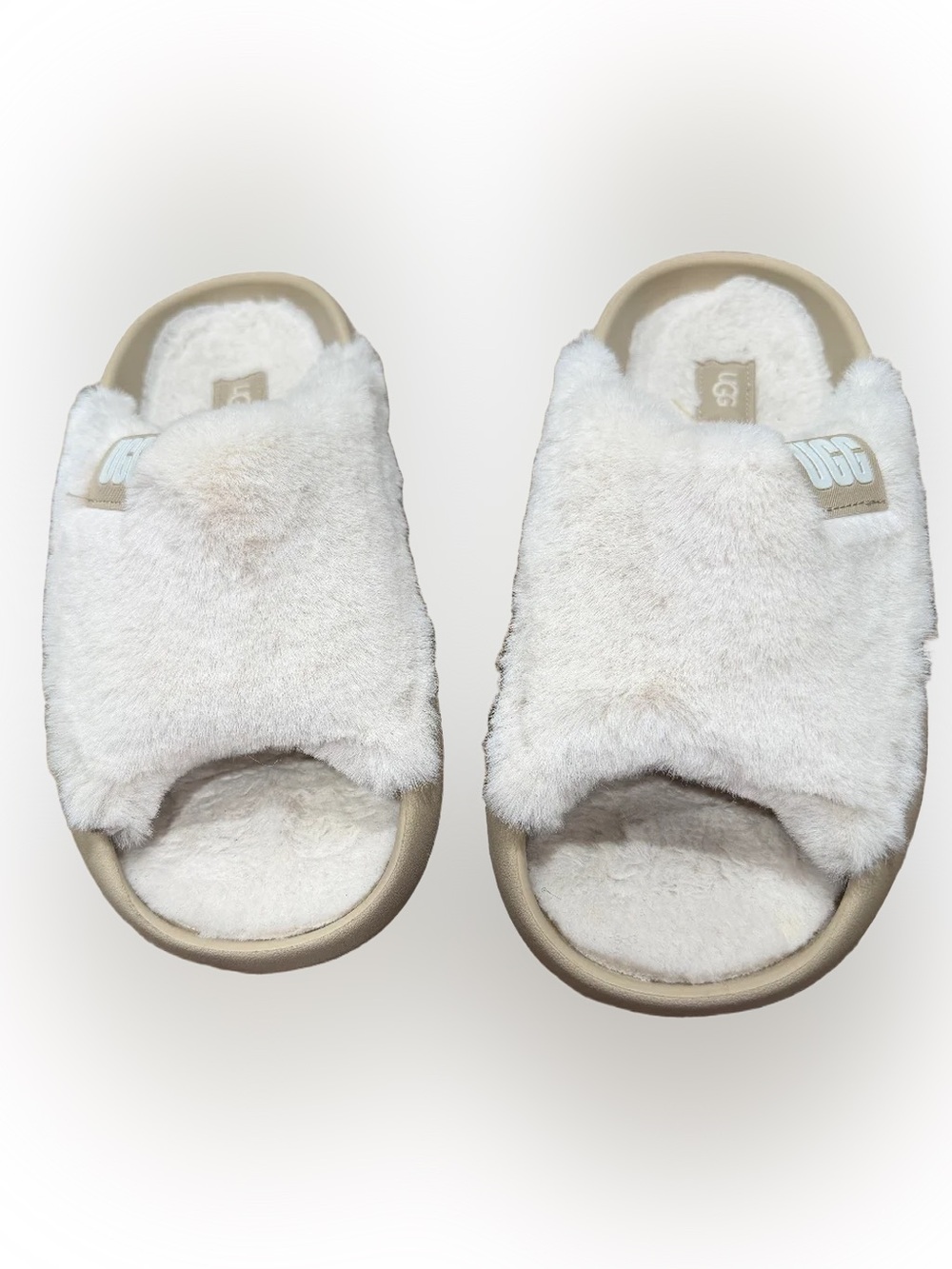 Size 10 UGG Cream White Fuzz Slide - Plush Slip-On Slippers